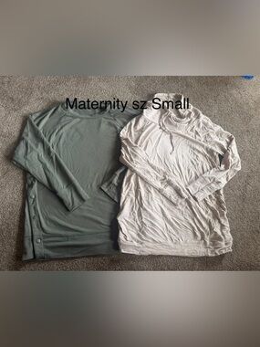 Maternity Long-Sleeve Sweater - Sage Green and Light Cream both sz S